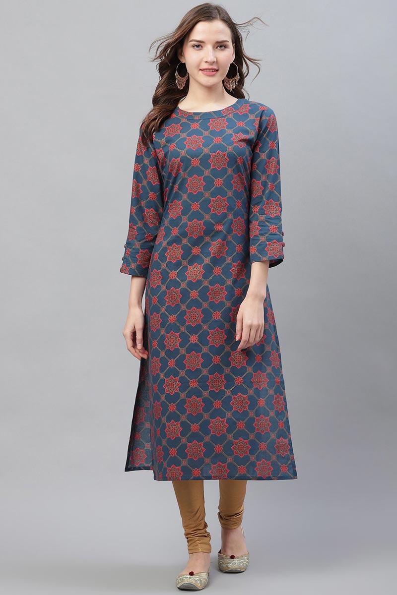 Find Easy-Care Daily Wear Cotton Kurtis Online VCK1552 – Jinaaya