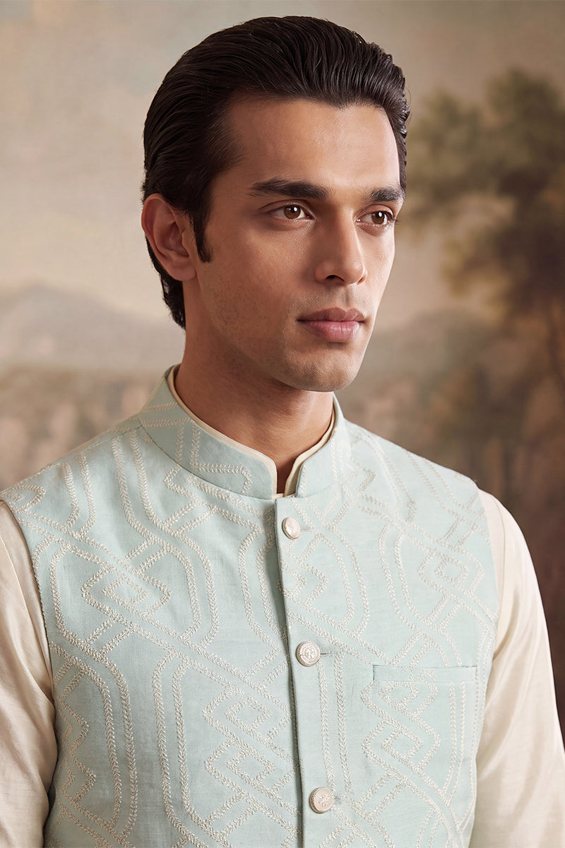 Blue Jacquard Woven Design Solid Koti MKOT1041