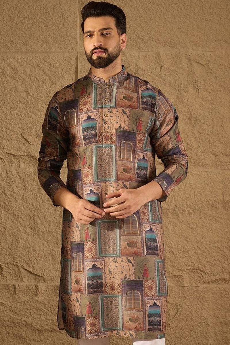 Multi Viscose Rayon Ethnic Motifs Embroidered Straight Kurta with Trouser MKSET1306
