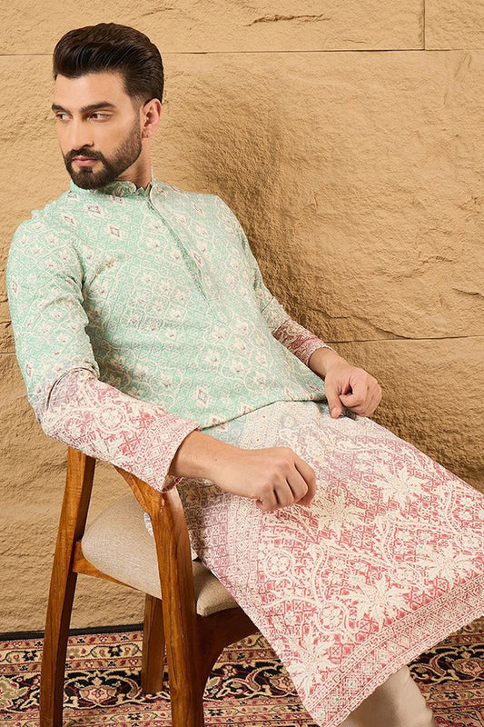 Teal Viscose Rayon Ethnic Motifs Embroidered Straight Kurta with Trouser MKSET1139