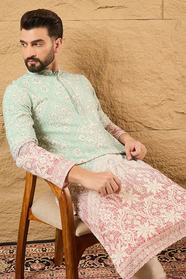 Teal Viscose Rayon Ethnic Motifs Embroidered Straight Kurta with Trouser MKSET1139