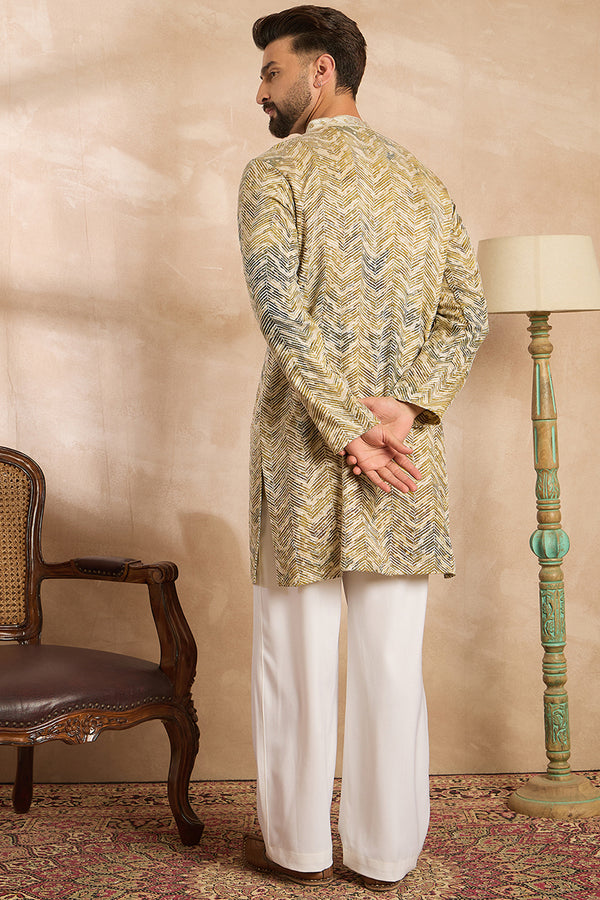 Green Silk Blend Solid Embroidered Straight Kurta With Trouser MKSET1730