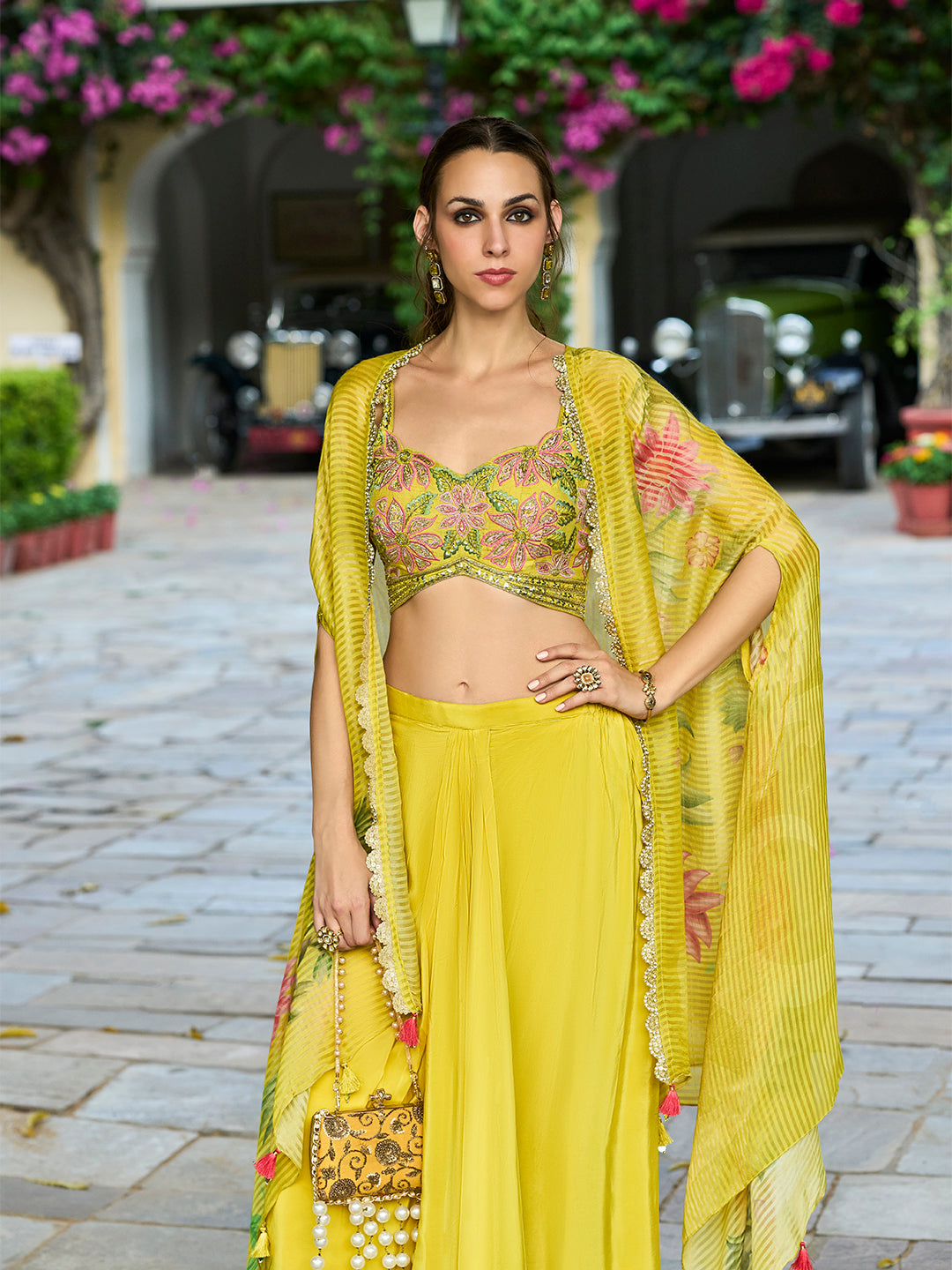 Taneera Readymade Georgette Sharara Set With Shrug