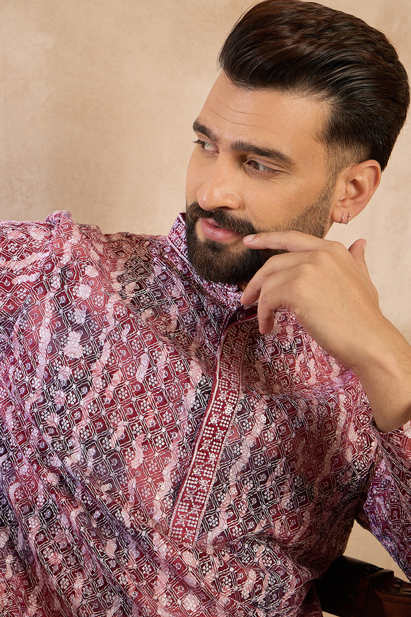 Brown Viscose Rayon Solid Printed Straight Kurta With Trouser MKSET1660