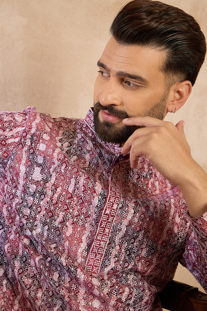 Brown Viscose Rayon Solid Printed Straight Kurta With Trouser MKSET1660