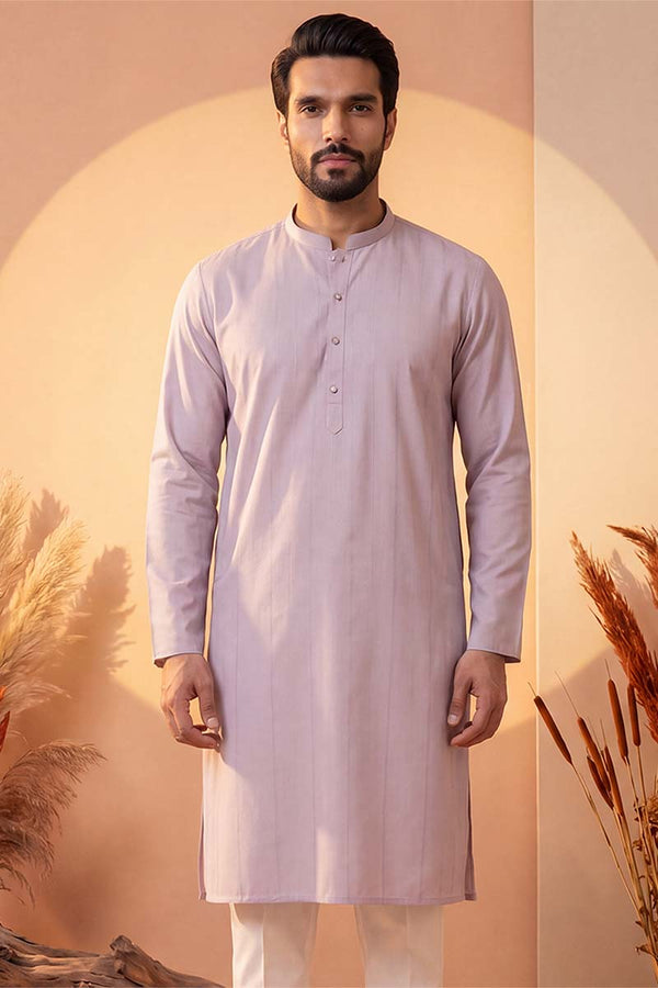 Lavender Silk Blend Solid Solid Kurta With Trousers MKSET2219