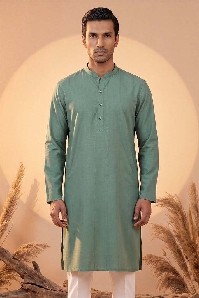 Green Silk Blend Solid Solid Kurta MKU2221