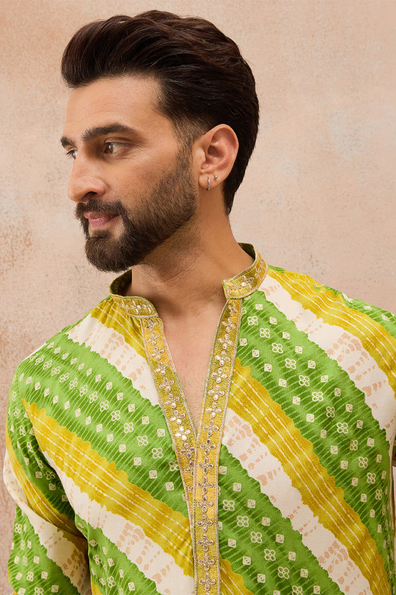 Multi Viscose Rayon Leheriya Printed Kurta MKU2763