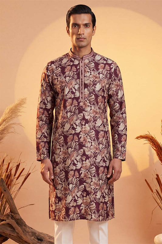 Purple Viscose Rayon Floral Printed Kurta MKU1981