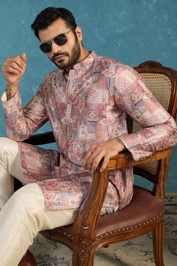Multi Silk Blend Printed Straight Kurta MKU1939