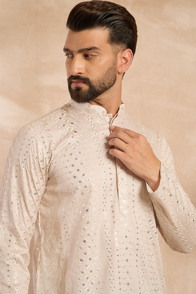 Blue Silk Blend Ombre Embroidered Straight Kurta MKU1721