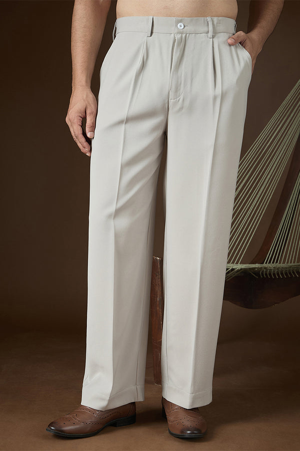 Grey Modal Solid Regular Korean Pant MBOT1016