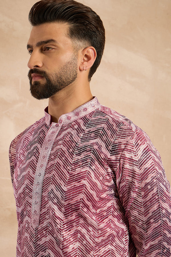 Maroon Silk Blend Solid Embroidered Straight Kurta MKU1729
