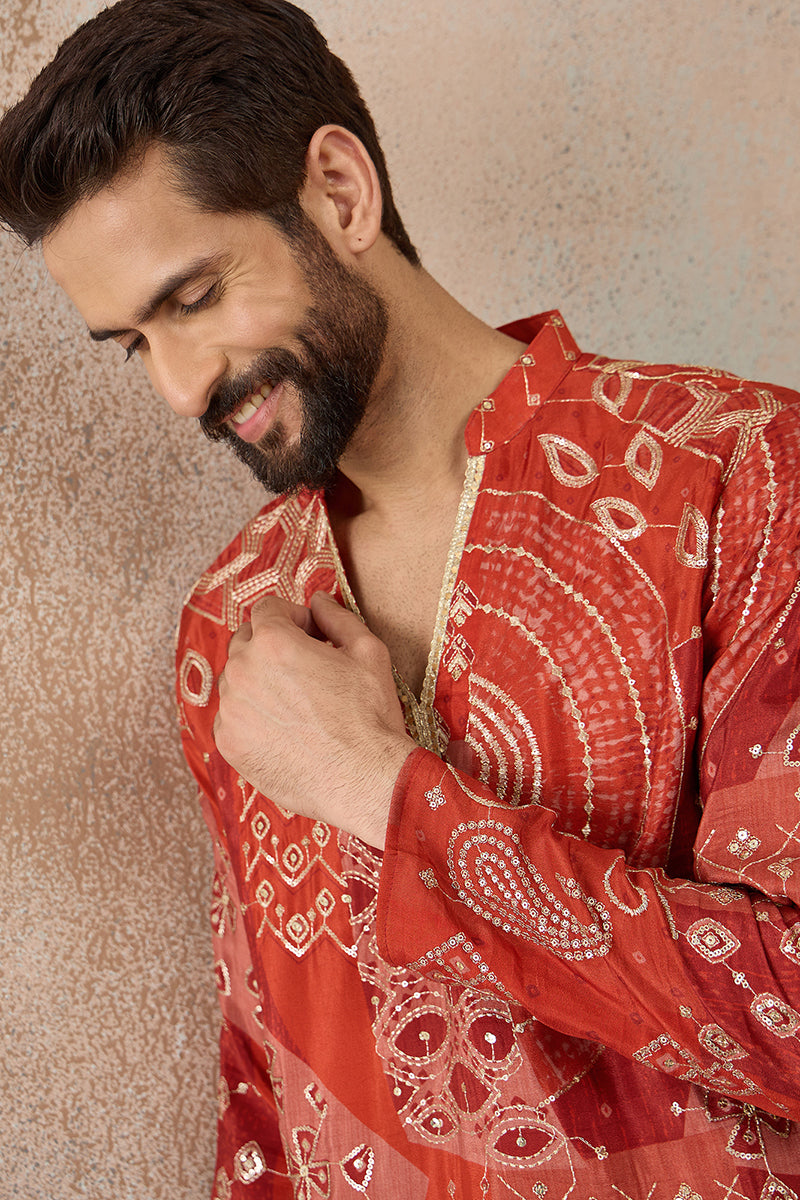 Orange Modal Ethnic Motifs Printed Kurta MKU2457