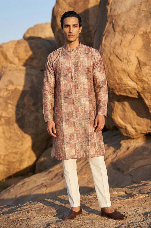 Multi Silk Blend Printed Straight Kurta MKU1939