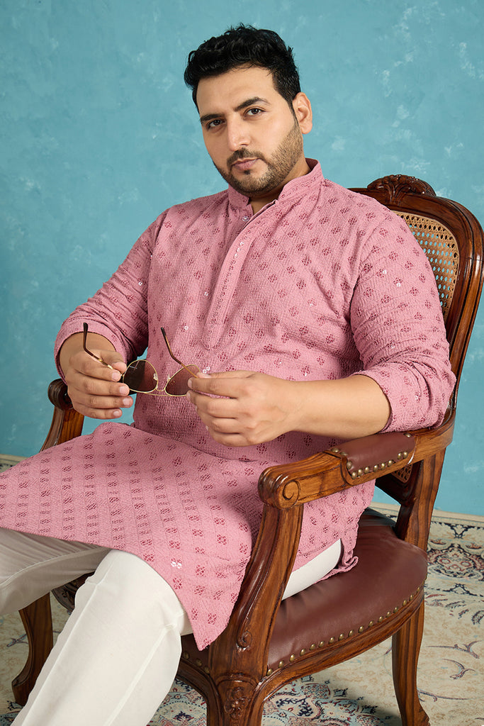 Mauve Viscose Rayon Solid Chikankari Embroidered Kurta MKU1051