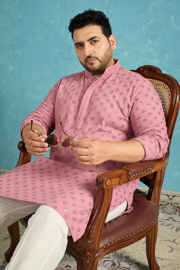 Mauve Viscose Rayon Solid Chikankari Embroidered Kurta MKU1051