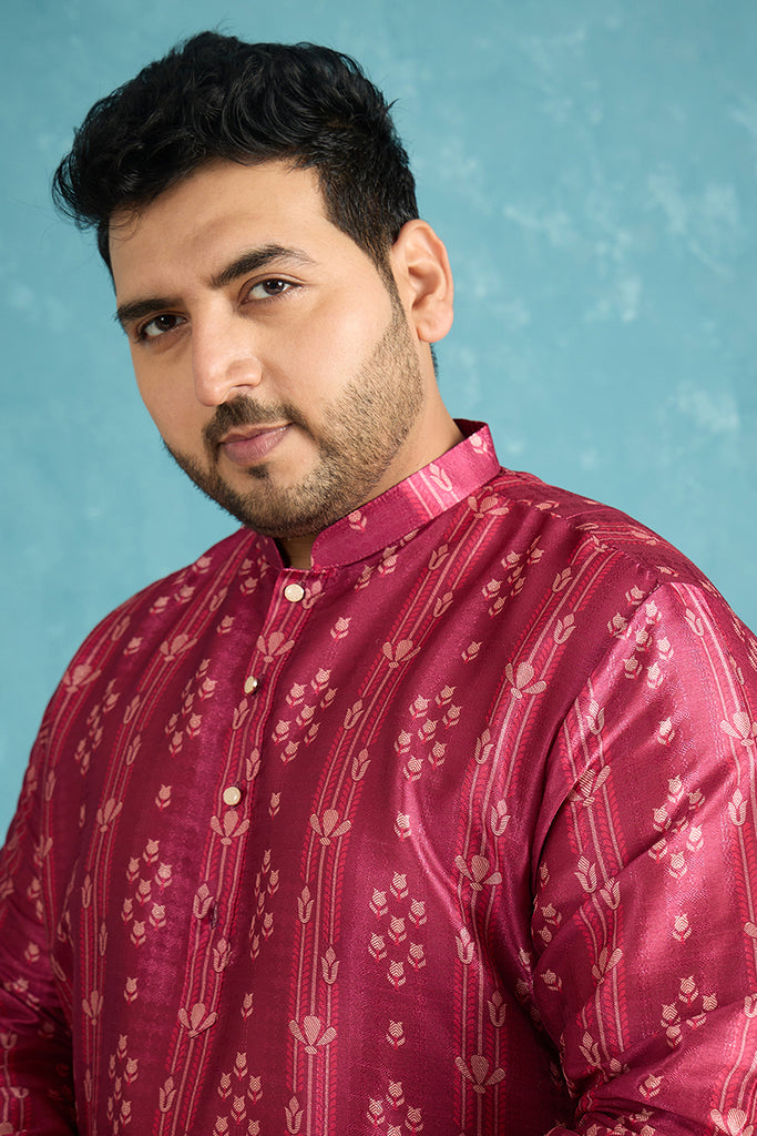 Purple Silk Blend Floral Printed Kurta MKU1930