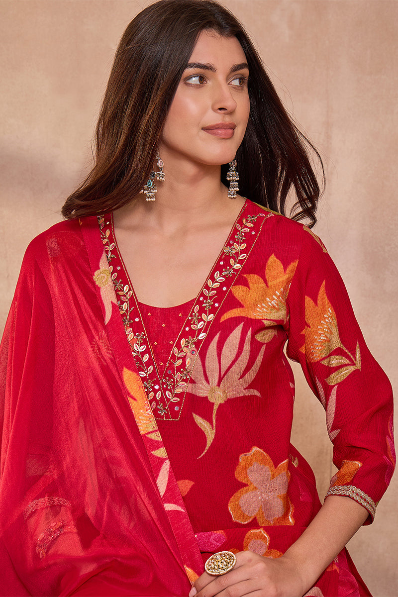 Pink Viscose Floral Printed Kurta Set PKSKD3162