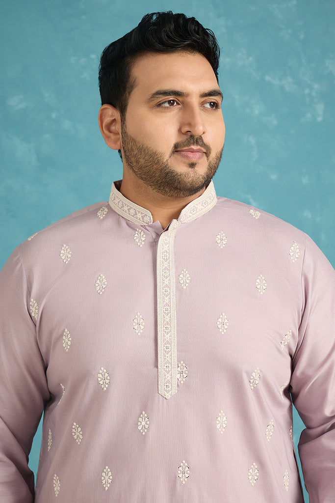 Lavender Silk Blend Solid Sequins Embroidered Kurta MKU2269