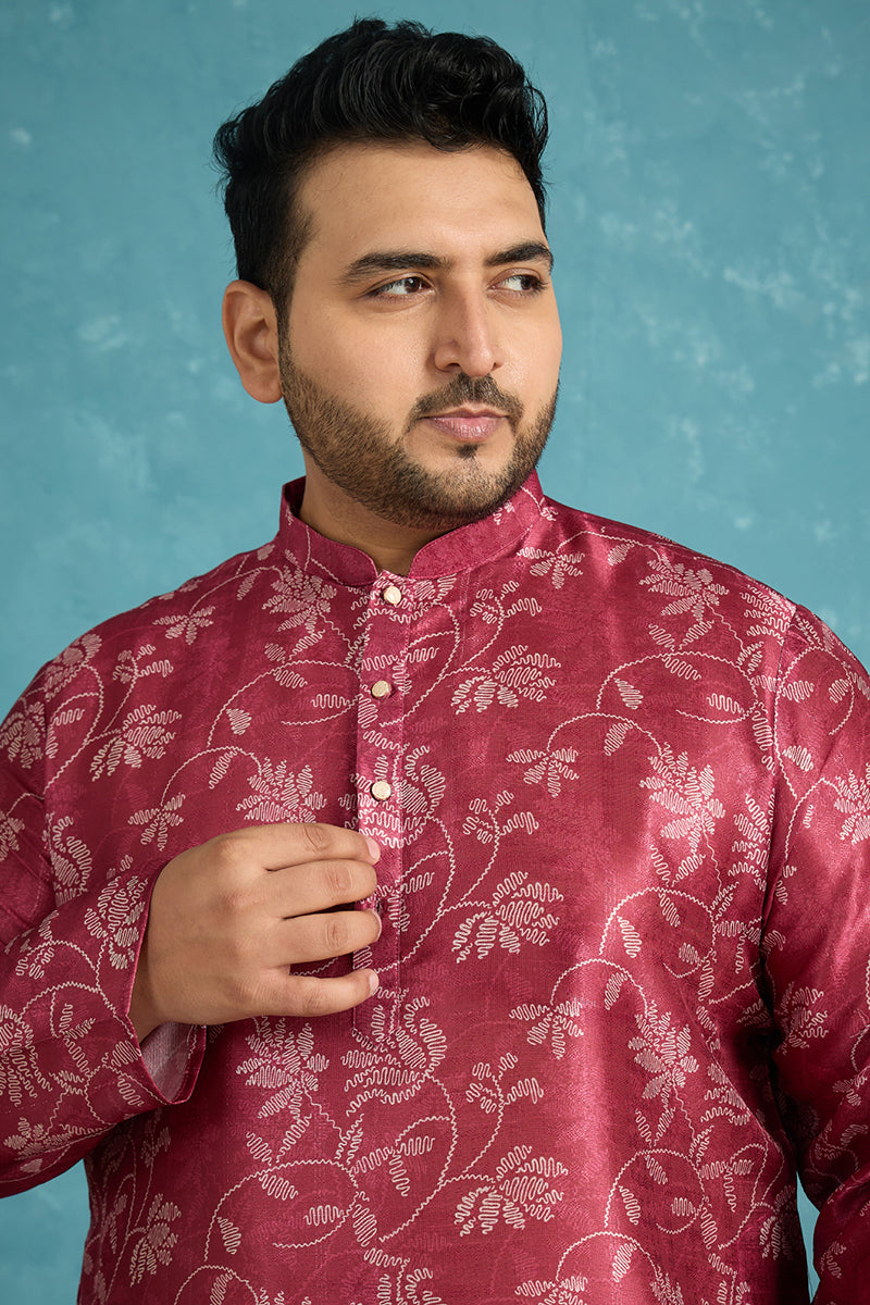 Maroon Silk Blend Floral Printed Kurta MKU1975