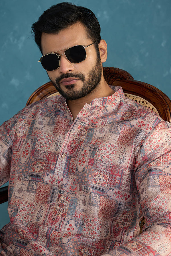 Multi Silk Blend Printed Straight Kurta MKU1939