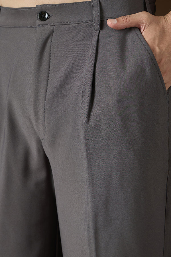 Charcoal Modal Solid Regular Korean Pant MBOT1017