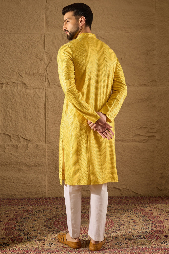 Yellow Viscose Rayon Solid Embroidered Straight Kurta MKU1204