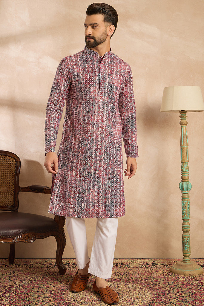 Brown Viscose Rayon Solid Printed Straight Kurta With Trouser MKSET1660