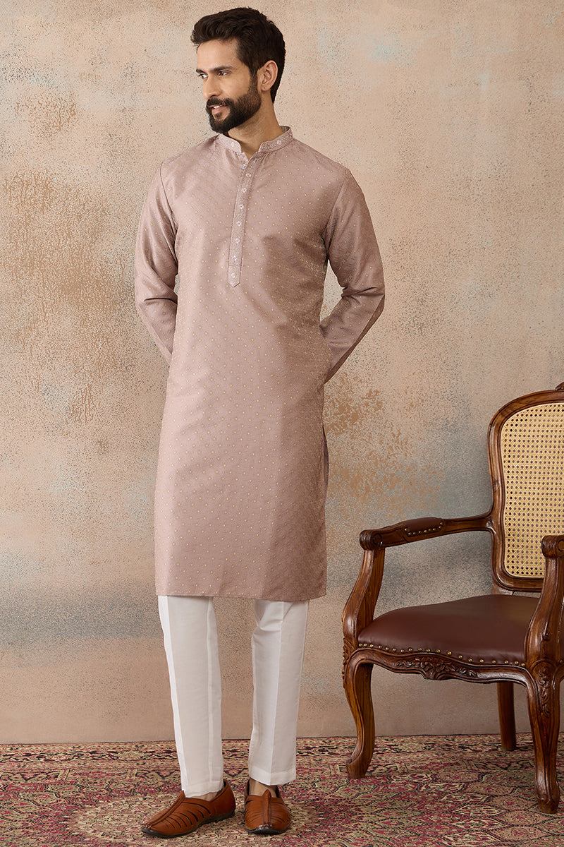 Lavender Silk Blend Floral Embroidered Kurta With Trouser MKSET2325