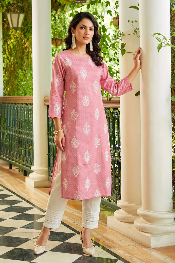 Pink Printed Fancy Daily Wear Kurti VCK1317