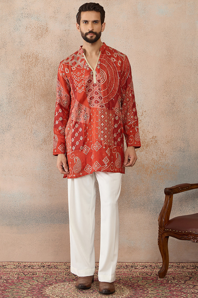 Orange Modal Ethnic Motifs Printed Kurta MKU2457