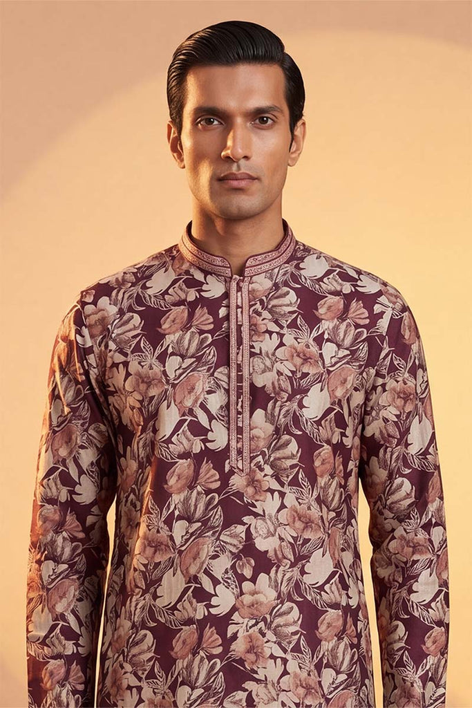 Purple Viscose Rayon Floral Printed Kurta MKU1981