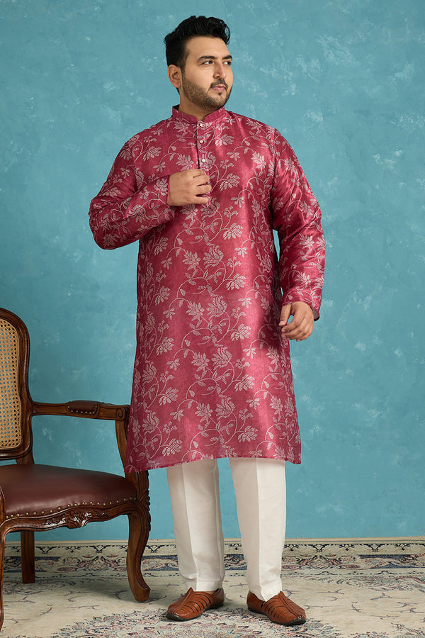 Maroon Silk Blend Floral Printed Kurta MKU1975