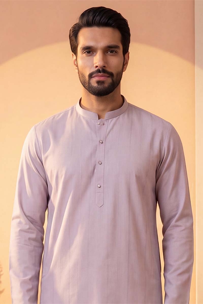 Lavender Silk Blend Solid Solid Kurta With Trousers MKSET2219