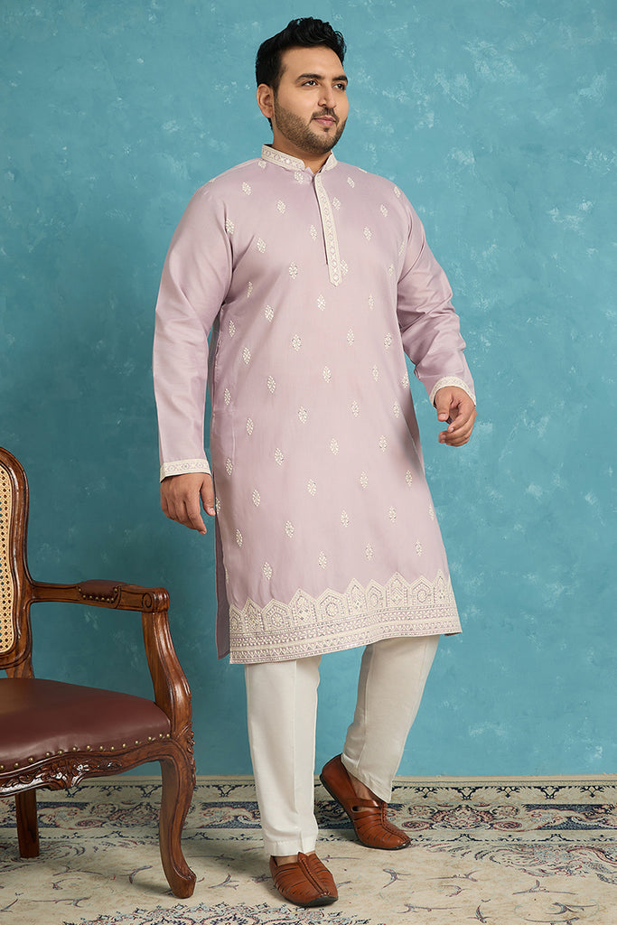 Lavender Silk Blend Solid Sequins Embroidered Kurta MKU2269