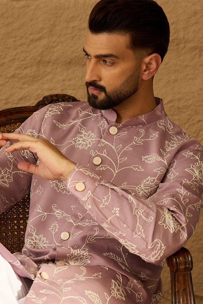 Lavender Viscose Rayon Solid Embroidered Straight Kurta MKU1704