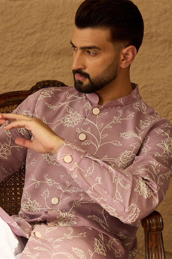 Lavender Viscose Rayon Solid Embroidered Straight Kurta MKU1704