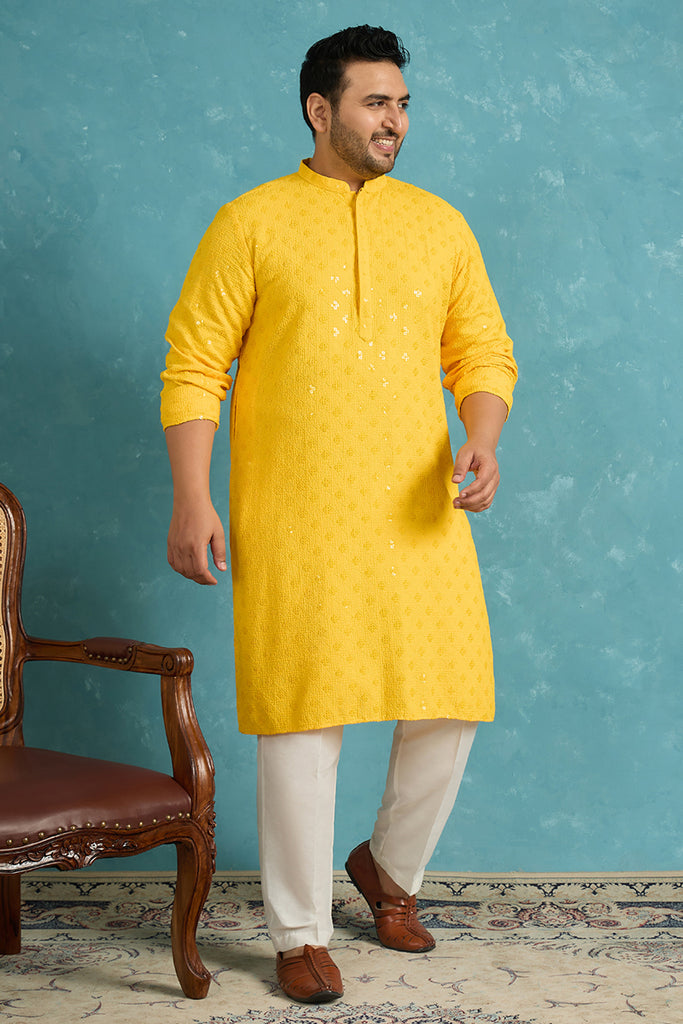 Mustard Viscose Rayon Solid Chikankari Embroidered Kurta MKU1010YLW