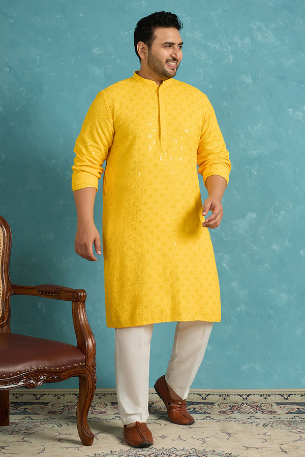 Mustard Viscose Rayon Solid Chikankari Embroidered Kurta MKU1010YLW