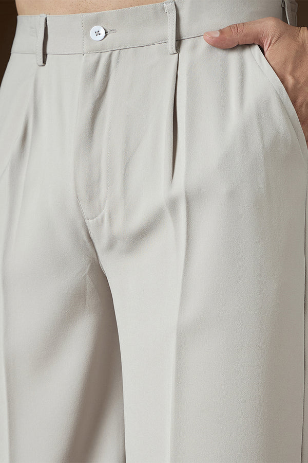 Grey Modal Solid Regular Korean Pant MBOT1016