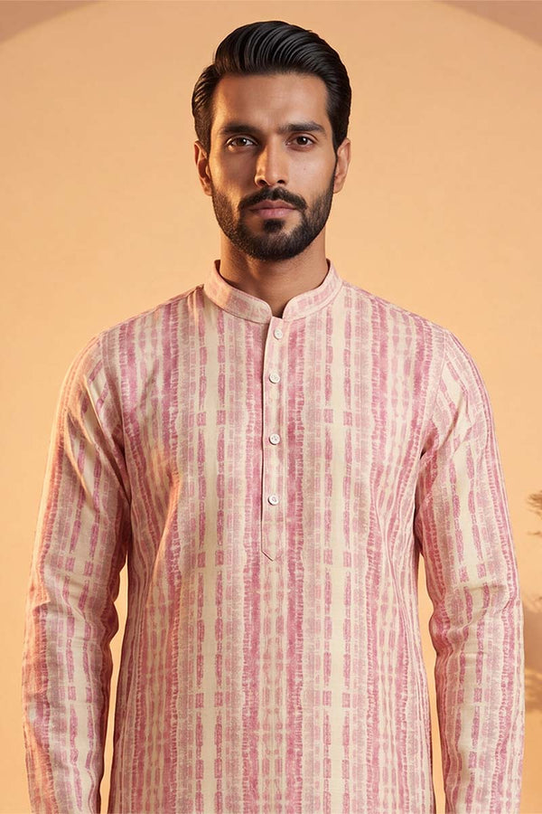 Multi Silk Blend Abstract Printed Kurta With Trousers MKSET2257