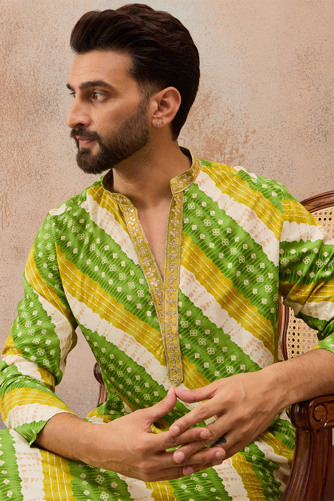 Multi Viscose Rayon Leheriya Printed Kurta MKU2763
