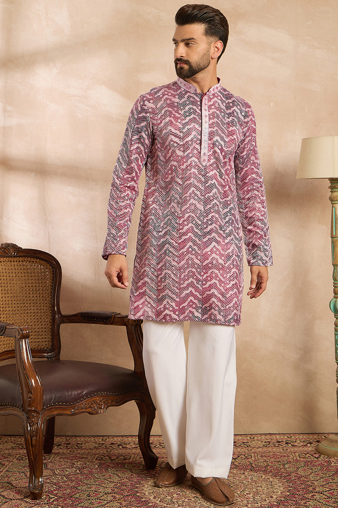 Maroon Silk Blend Solid Embroidered Straight Kurta With Trouser MKSET1729