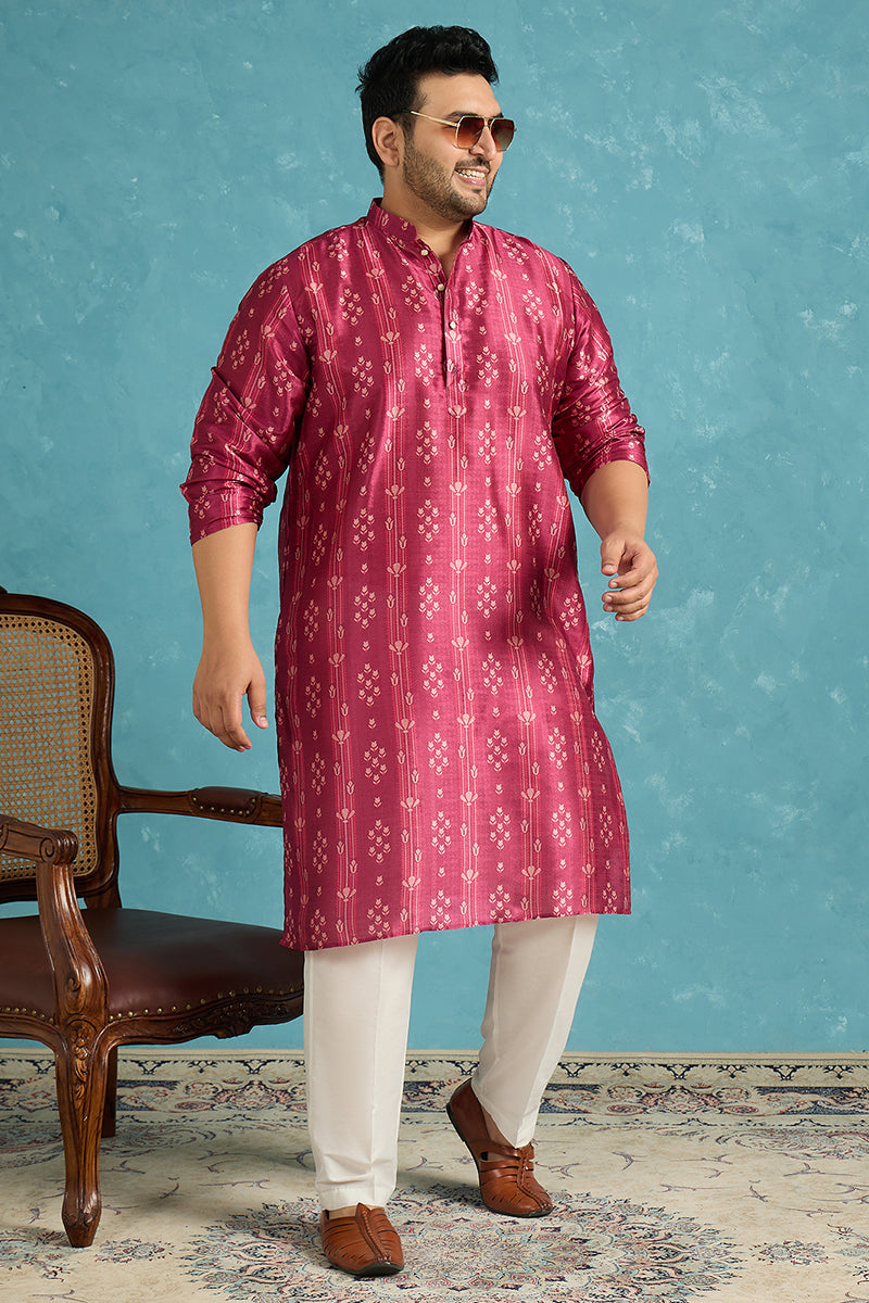 Purple Silk Blend Floral Printed Kurta MKU1930