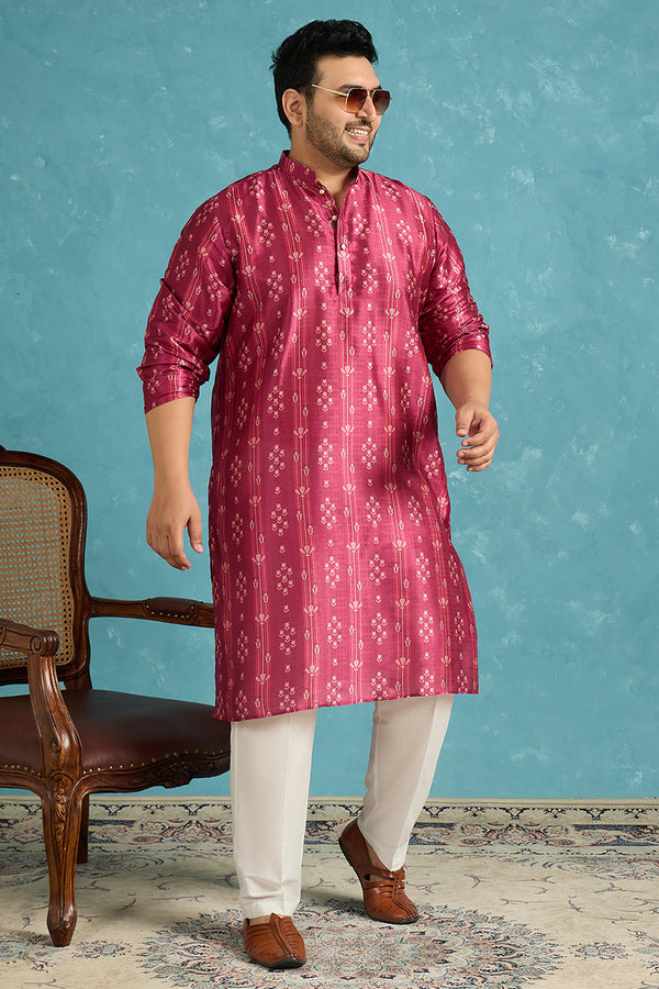 Purple Silk Blend Floral Printed Kurta MKU1930