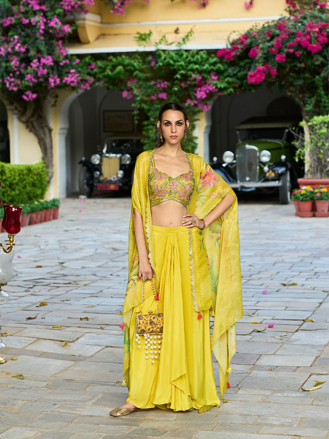 Taneera Readymade Georgette Sharara Set With Shrug