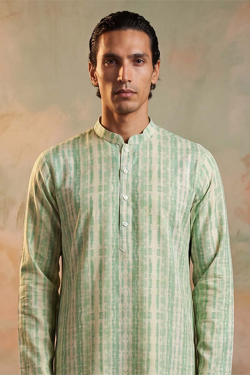 Multi Silk Blend Abstract Printed Kurta With Trousers MKSET2251