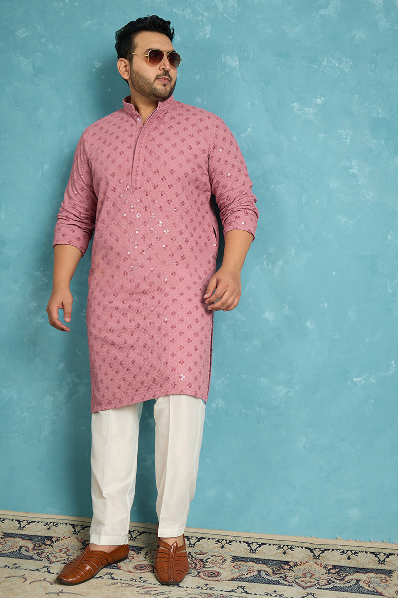 Mauve Viscose Rayon Solid Chikankari Embroidered Kurta MKU1051