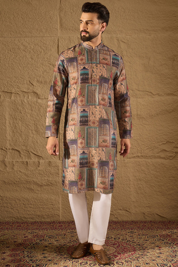 Multi Viscose Rayon Ethnic Motifs Embroidered Straight Kurta with Trouser MKSET1306